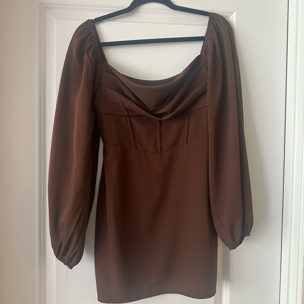 Princess Polly Long Sleeve Brown Dress